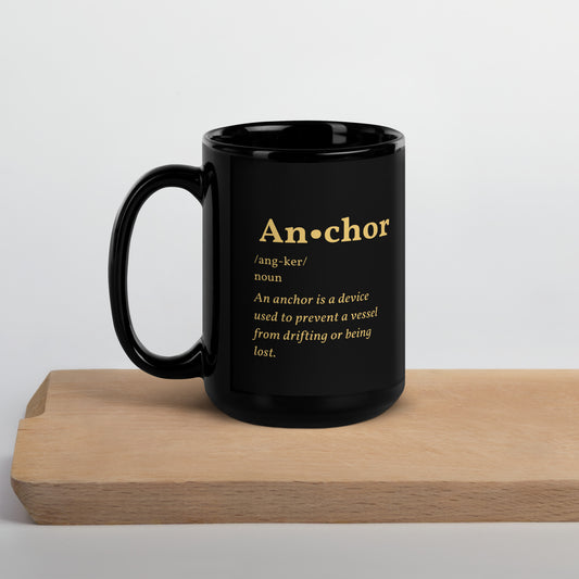 Forever Anchored Black Glossy Mug