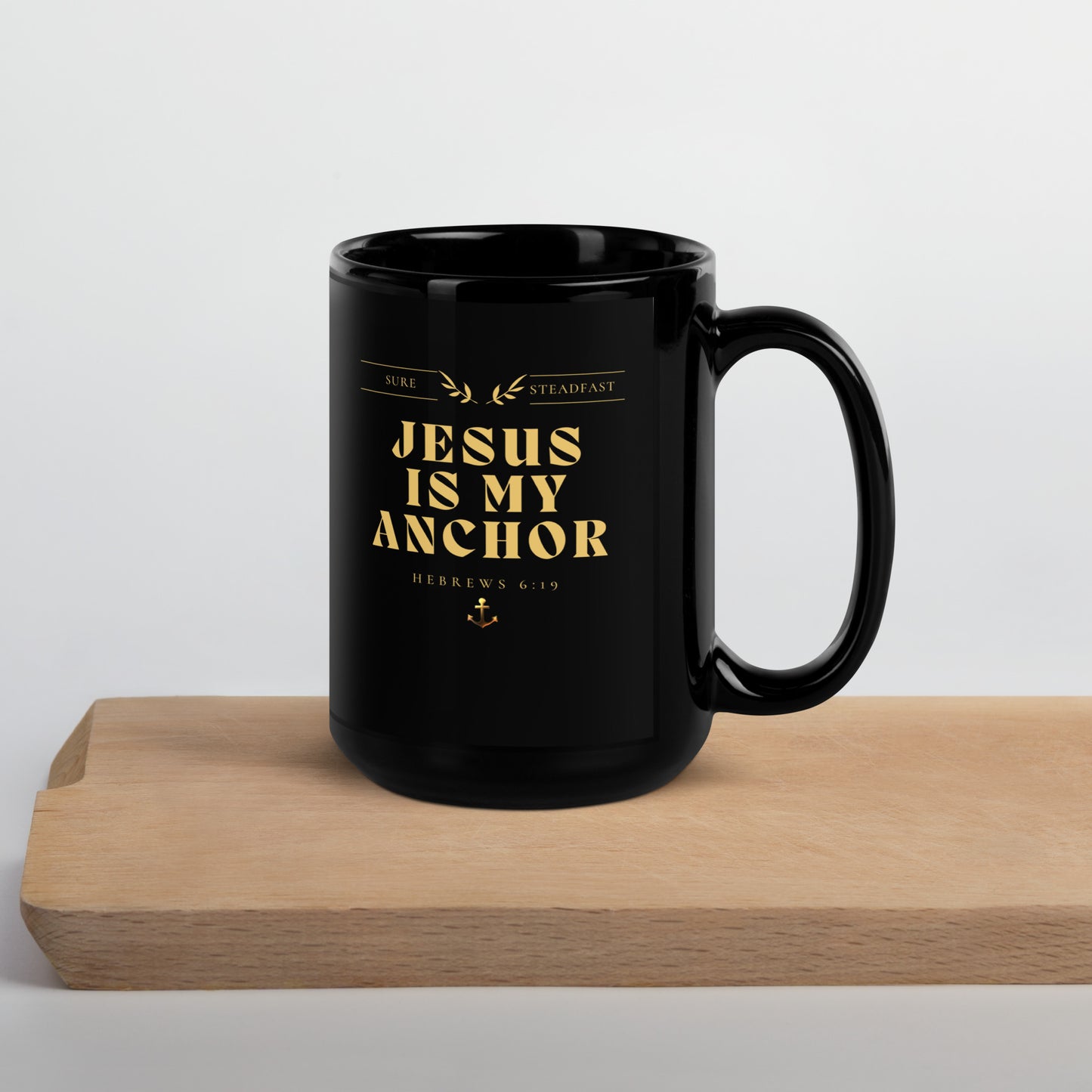 Forever Anchored Black Glossy Mug