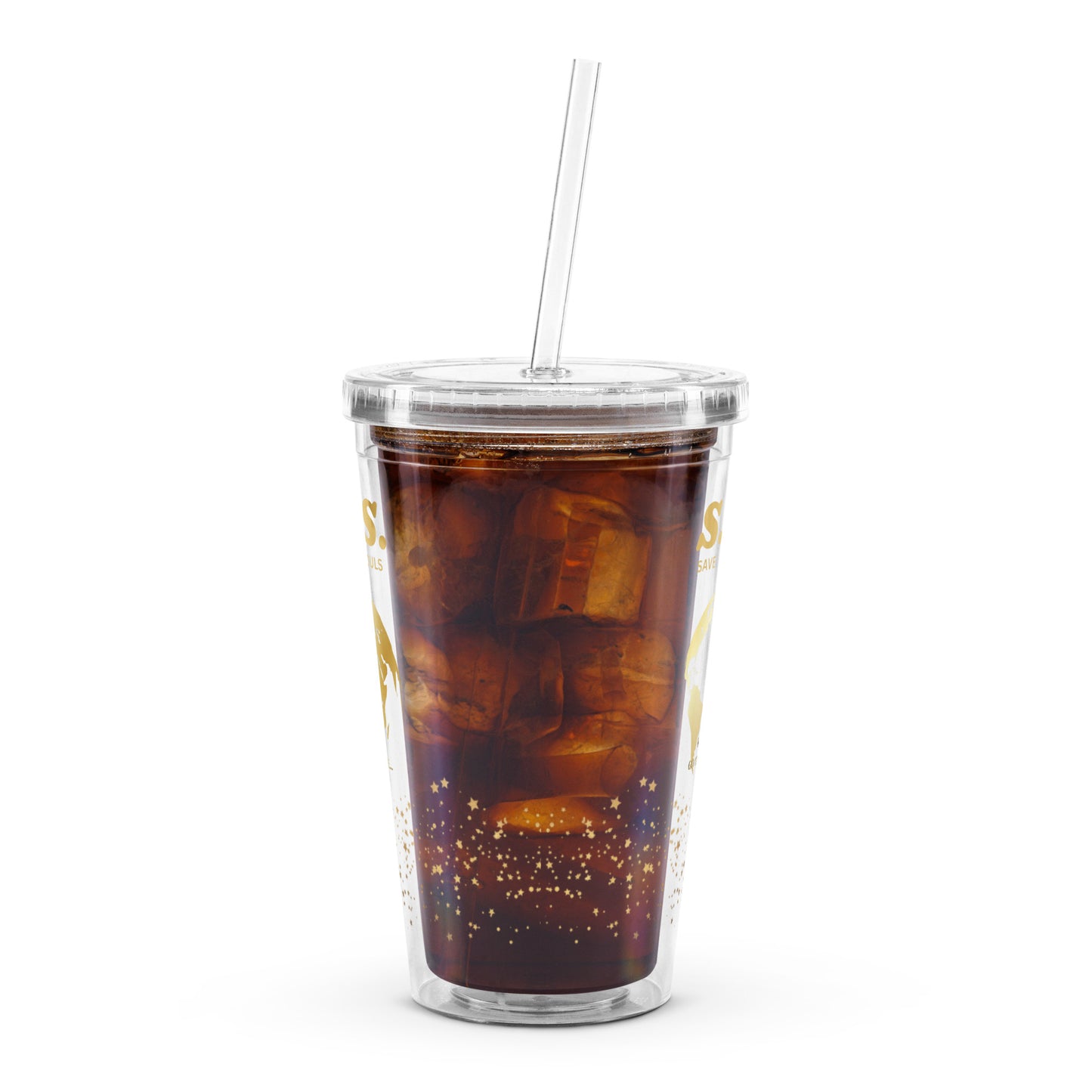 S.O.S. Clear plastic tumbler